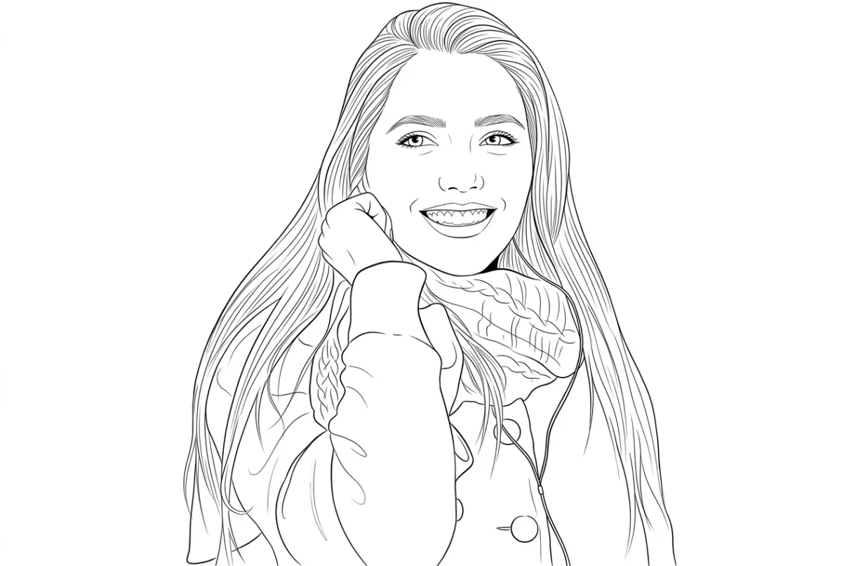 Portrait photo converted into clean line drawing