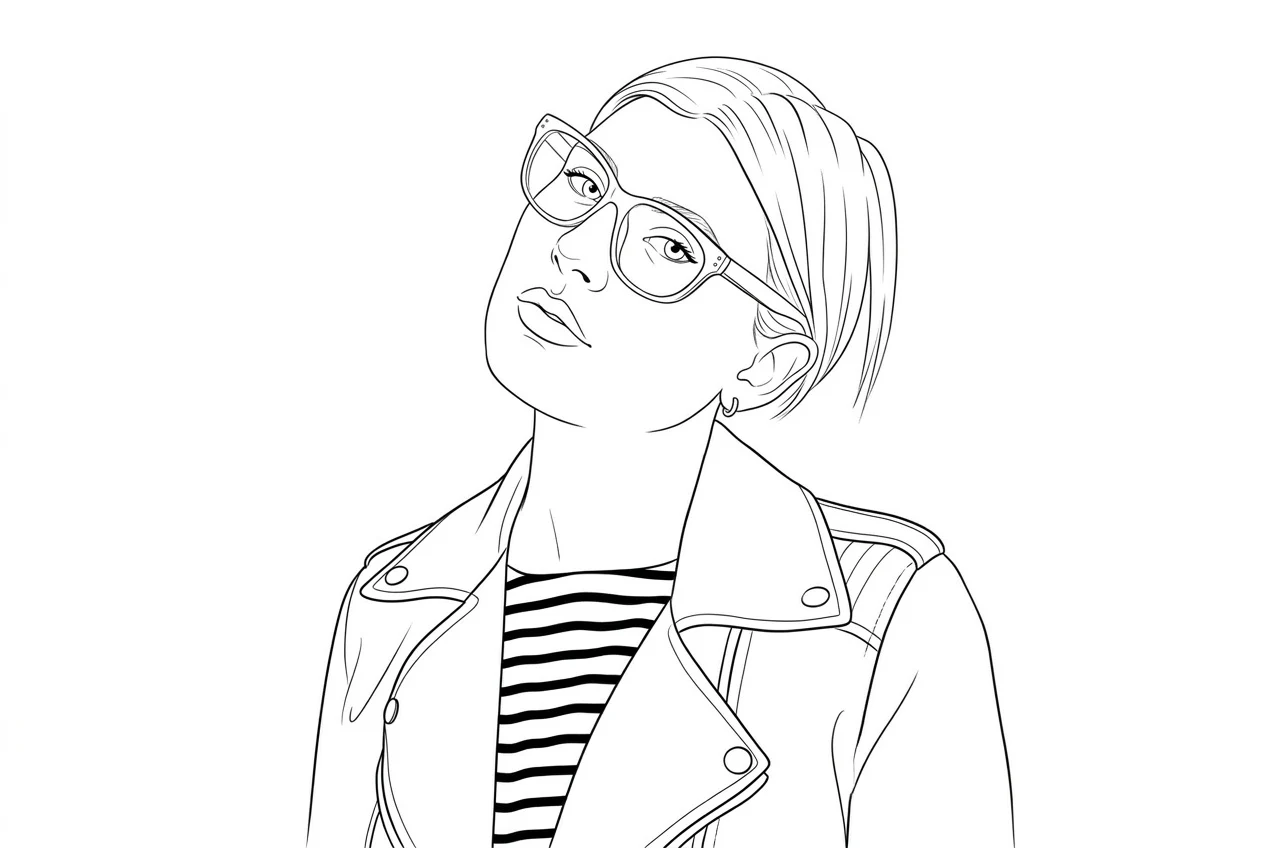 Clean line drawing result generated from the same portrait photo