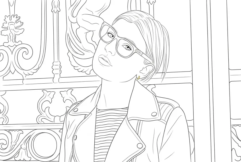 Thin line drawing result generated from the same portrait photo